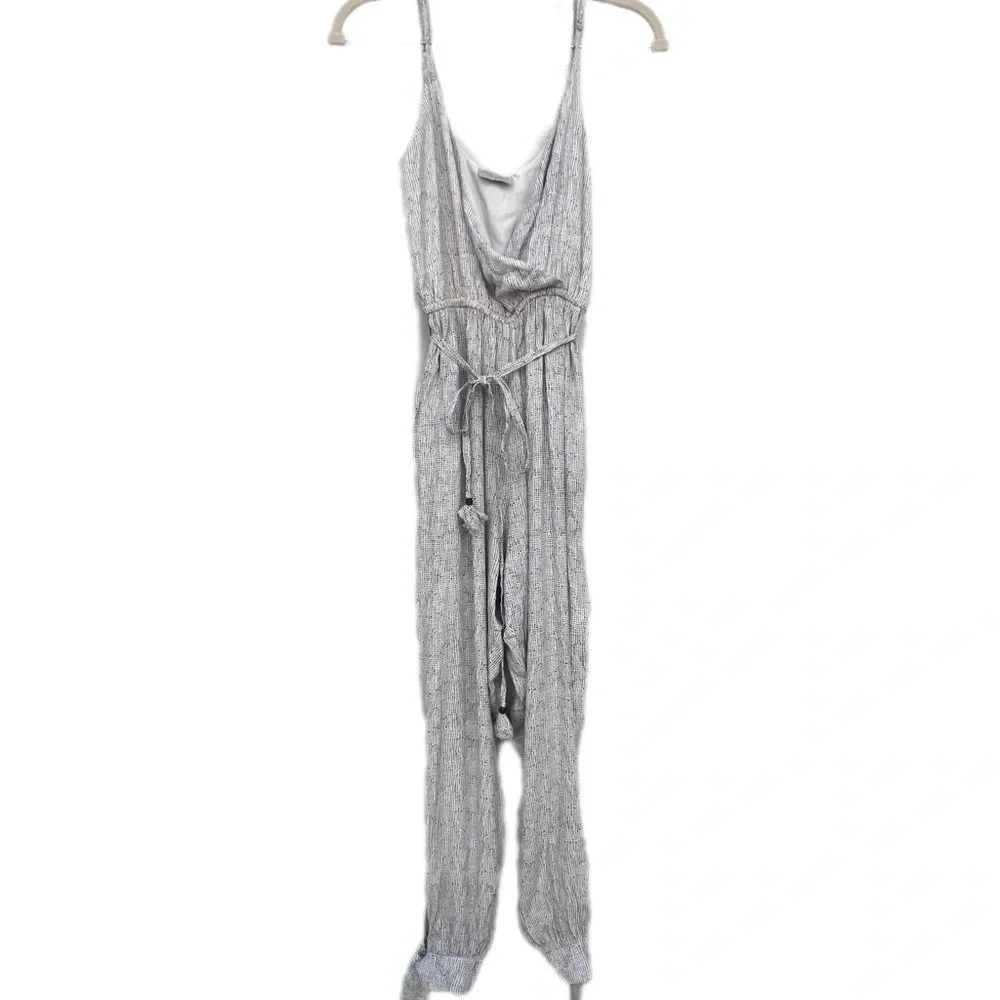 Dress Forum Black White Adjustable Straps Polkadot Jumpsuit Pockets Small - Picture 4 of 13